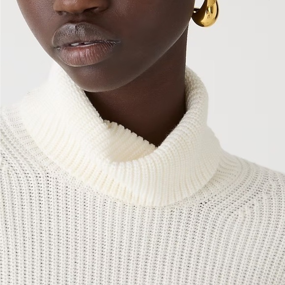 J crew Cotton-blend ribbed turtleneck sweater ivory - Picture 3 of 4
